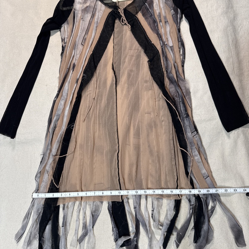 Jean Paul Gaultier Black, Beige & Gray Layered Fringe Long Sleeve Top - Picture 9 of 15